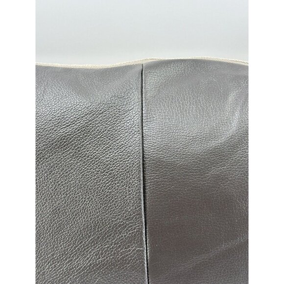 Caldeira Brown Leather Feathers Filled Throw Pillow U.K Made 22”x15” - Picture 2 of 12